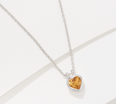 Affinity Gems Birthstone Heart Pendant with Chain, Sterling Silver, Citrine